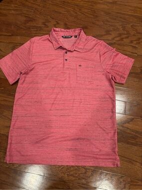 Travis Mathew Men's Heathered Coral Pink Polo